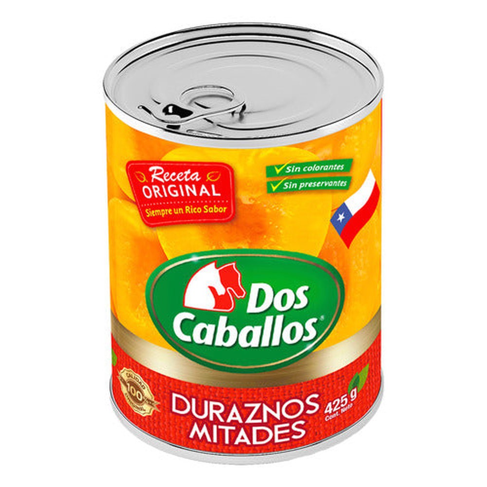 Duraznos En Mitades 425g Conserva Dos Caballos - Lireke