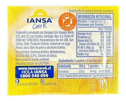 Sucralosa En Sachet  0,5g 2000 Unidades Iansa