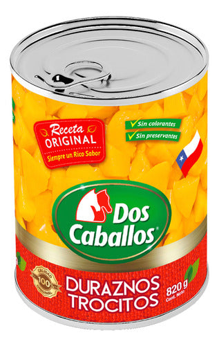 Duraznos En Trocitos 820g Conserva Dos Caballos - Lireke