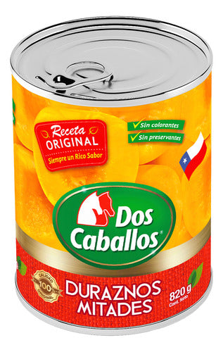 Duraznos En Mitades 820g Conserva Dos Caballos - Lireke