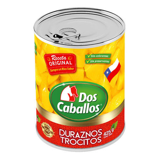 Duraznos En Trocitos 425g Conserva Dos Caballos - Lireke