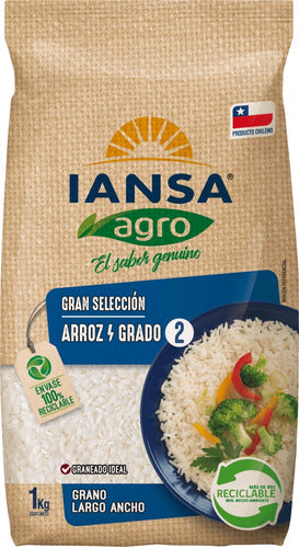 Arroz Iansa 1 Kg Grado 2 Largo Ancho - Lireke