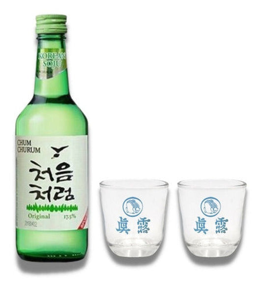 Soju Coreano 360 Ml  Con 2 Vasos De Soju