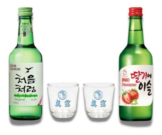 2 Soju Coreano 360 Ml Y 2 Vasos De Soju